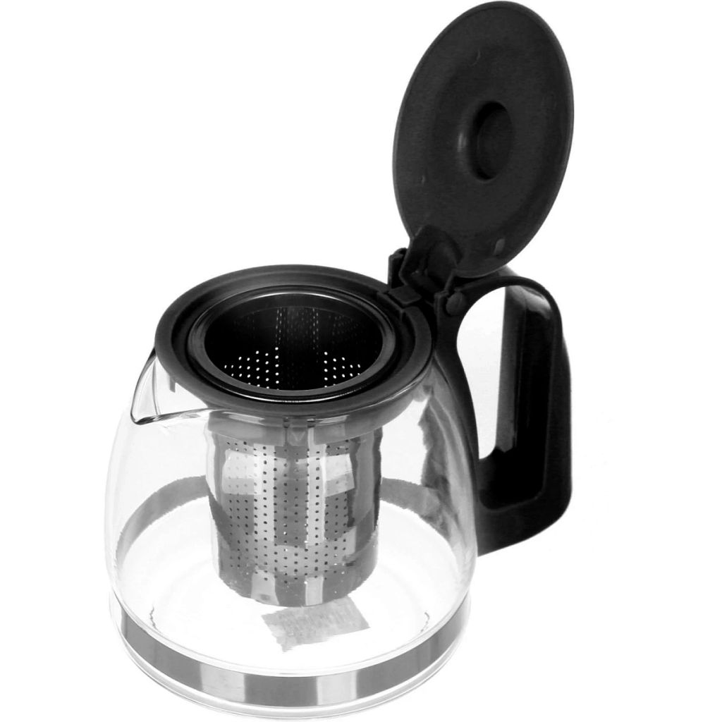 Чайник заварочный стеклянный 700 мл с металлическим ситом большая ручка Селфи, микс