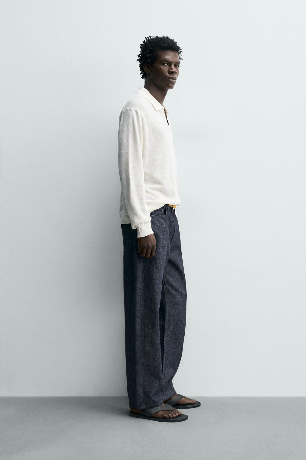 JEANS STRAIGHT FIT ALGOD?N - C??AMO / Azul - Zara фото 4