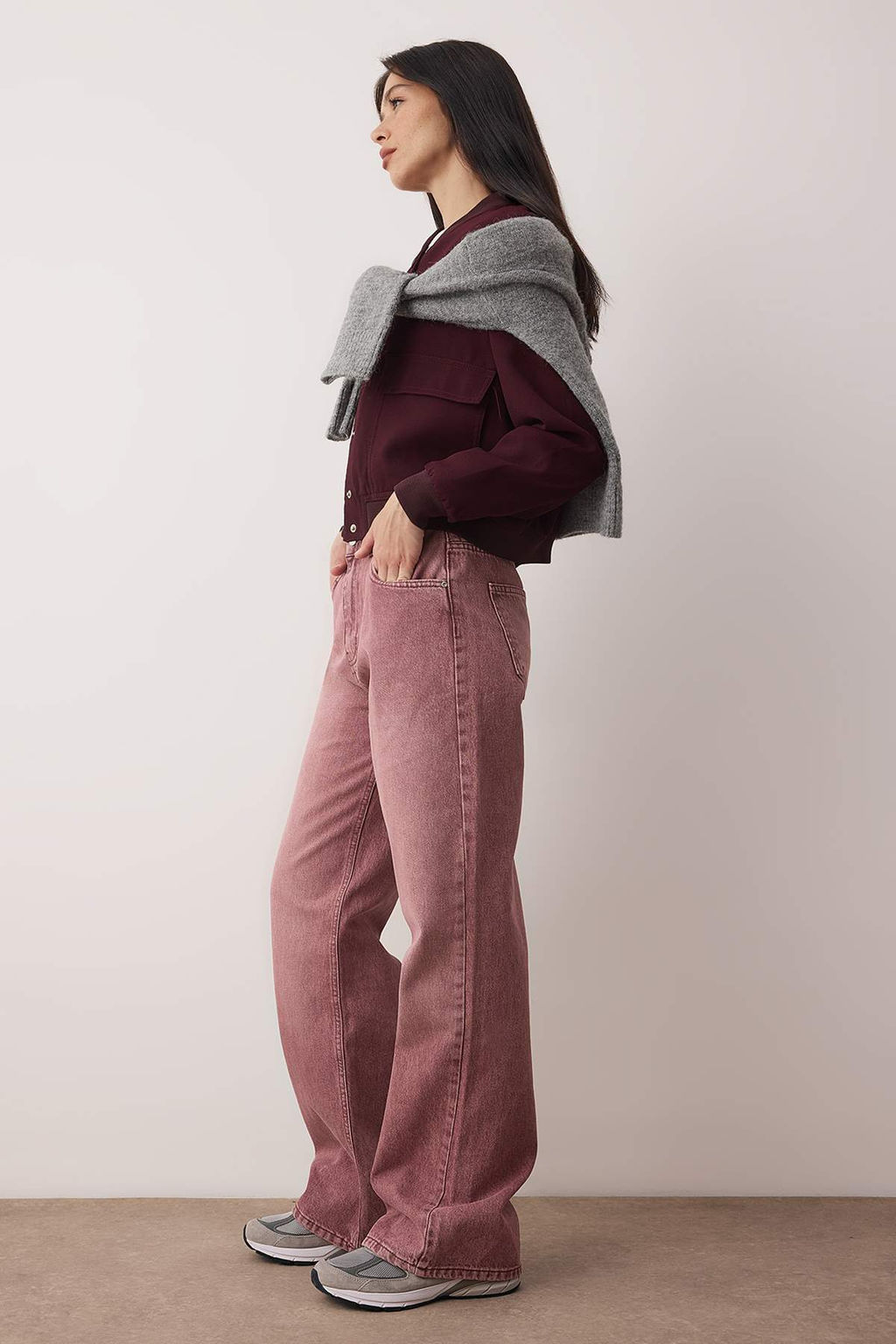 TRENDYOLMILLA Bej Soluk Efekt Vintage Normal Bel Wide Leg Jeans TWOSS24JE00011  фото 10