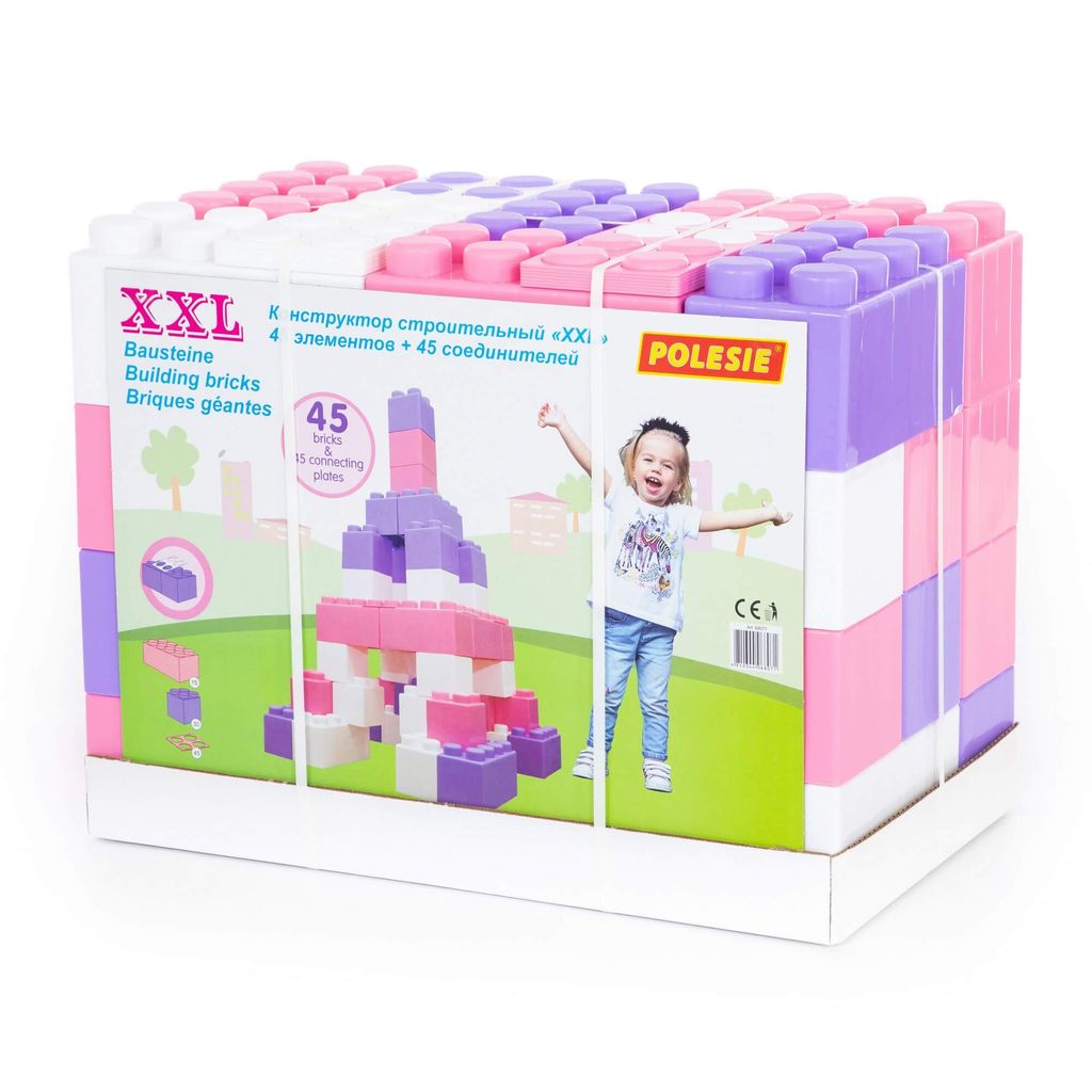 Конструктор строительный XXL, 45 элементов (v2) + соединитель (45 элементов) - Полесье фото 7