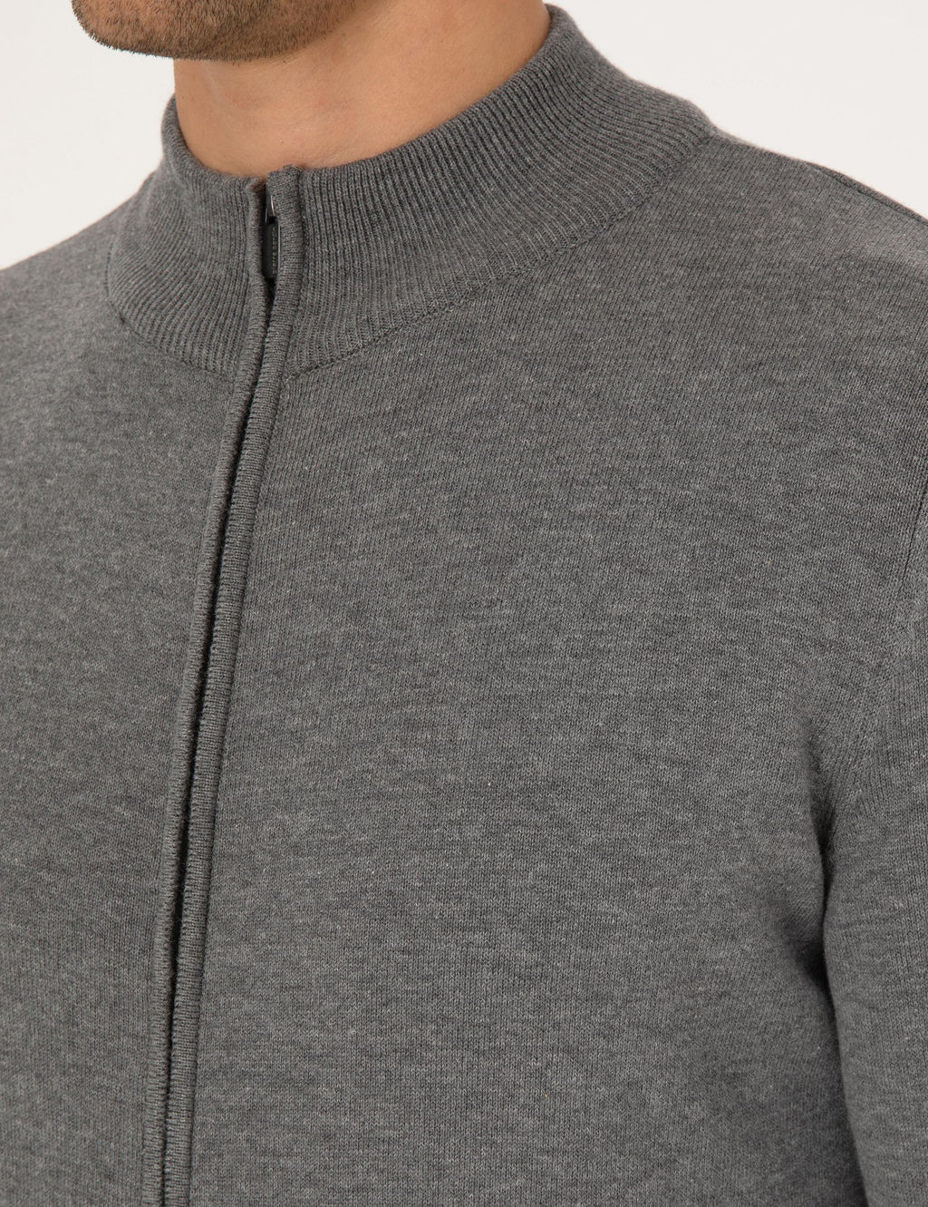 Gri Melanj Slim Fit Fermuarl_ Triko H_rka - Pierre cardin фото 7