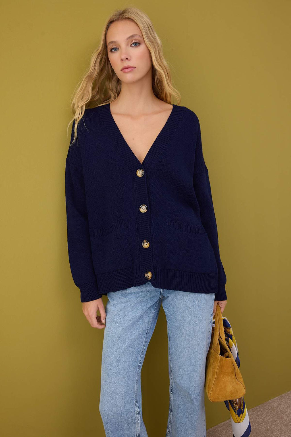 Lacivert Genis Kal?p Basic Triko H?rka TWOAW26HI00205 - Trendyolmilla фото 9