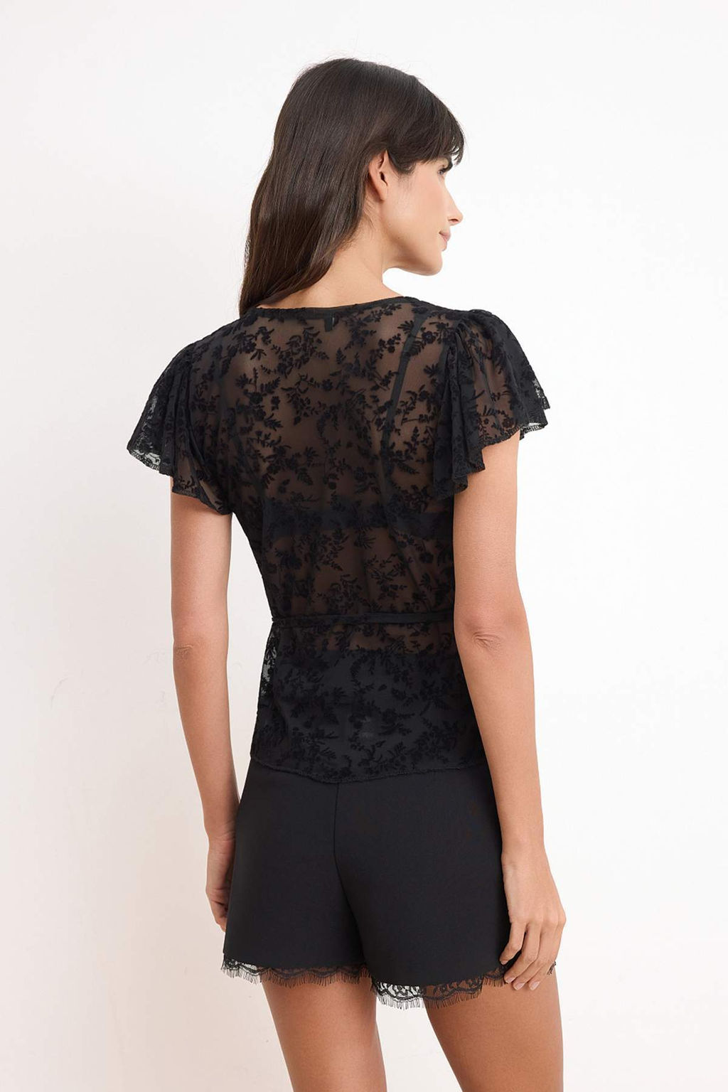 Siyah Fitted/Vucuda Oturan Kruvaze Baglama Detayl? Uzun Kol Orme Bluz TWOSS26BZ00702 - Trendyolmilla фото 4