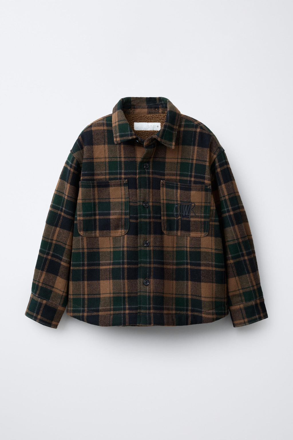 CHECK OVERSHIRT WITH DETACHABLE HOODIE AND FAUX SHEARLING - Zara фото 2