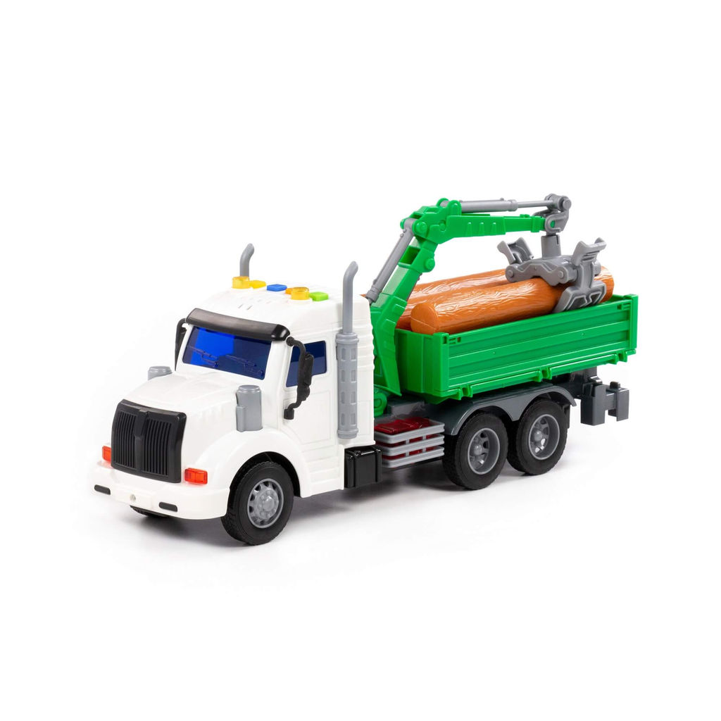 Профи, автомобиль бортовой с манипулятором инерционный (со светом и звуком) (зелёный) (в коробке) - Полесье фото 2