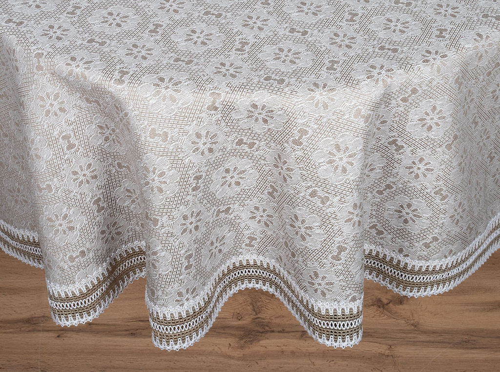 25С12-ШР 157*250 Скатерть Ирина цв. 133 рис. 73 беж - Текс-дизайн фото 2