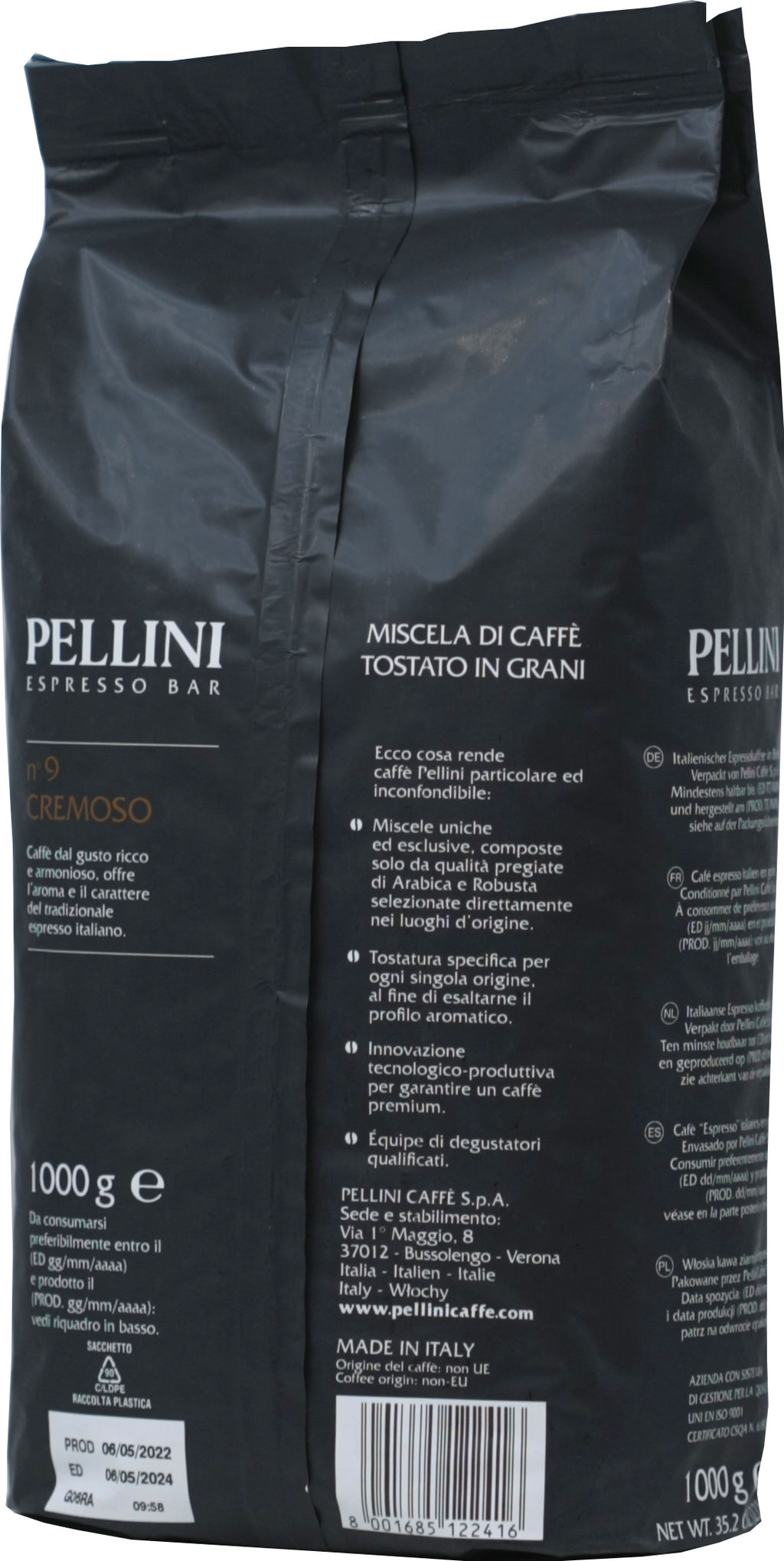 Pellini. Cremoso n9 (зерновой) 1 кг. мягкая упаковка
