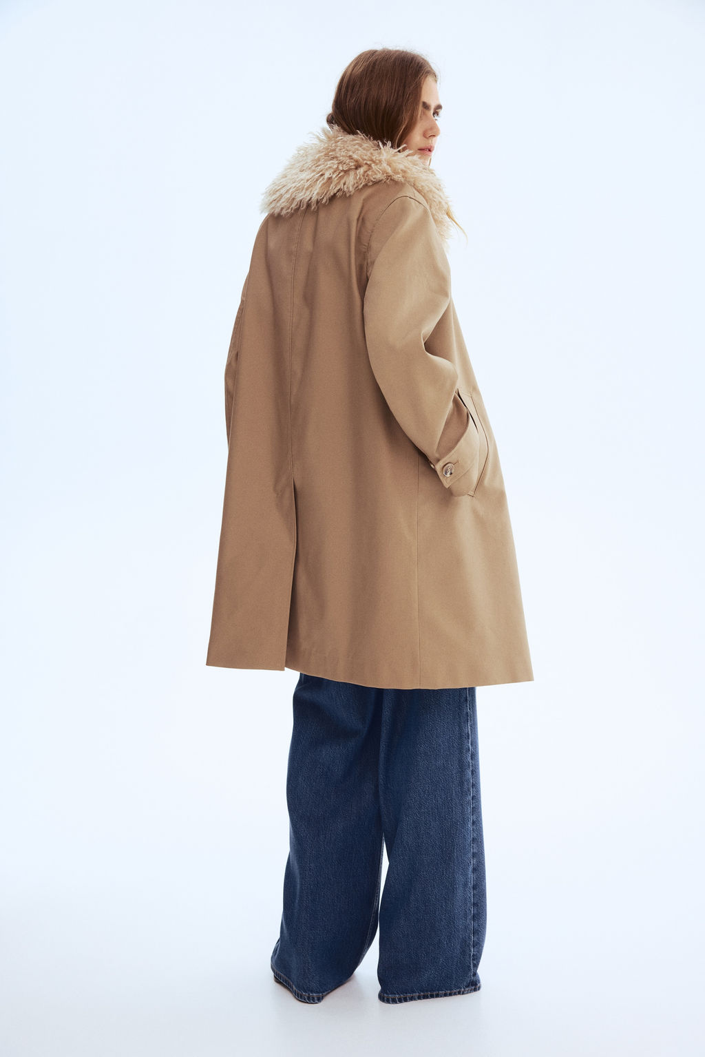 Abrigo de sarga con cuello efecto pelo - H&m фото 3