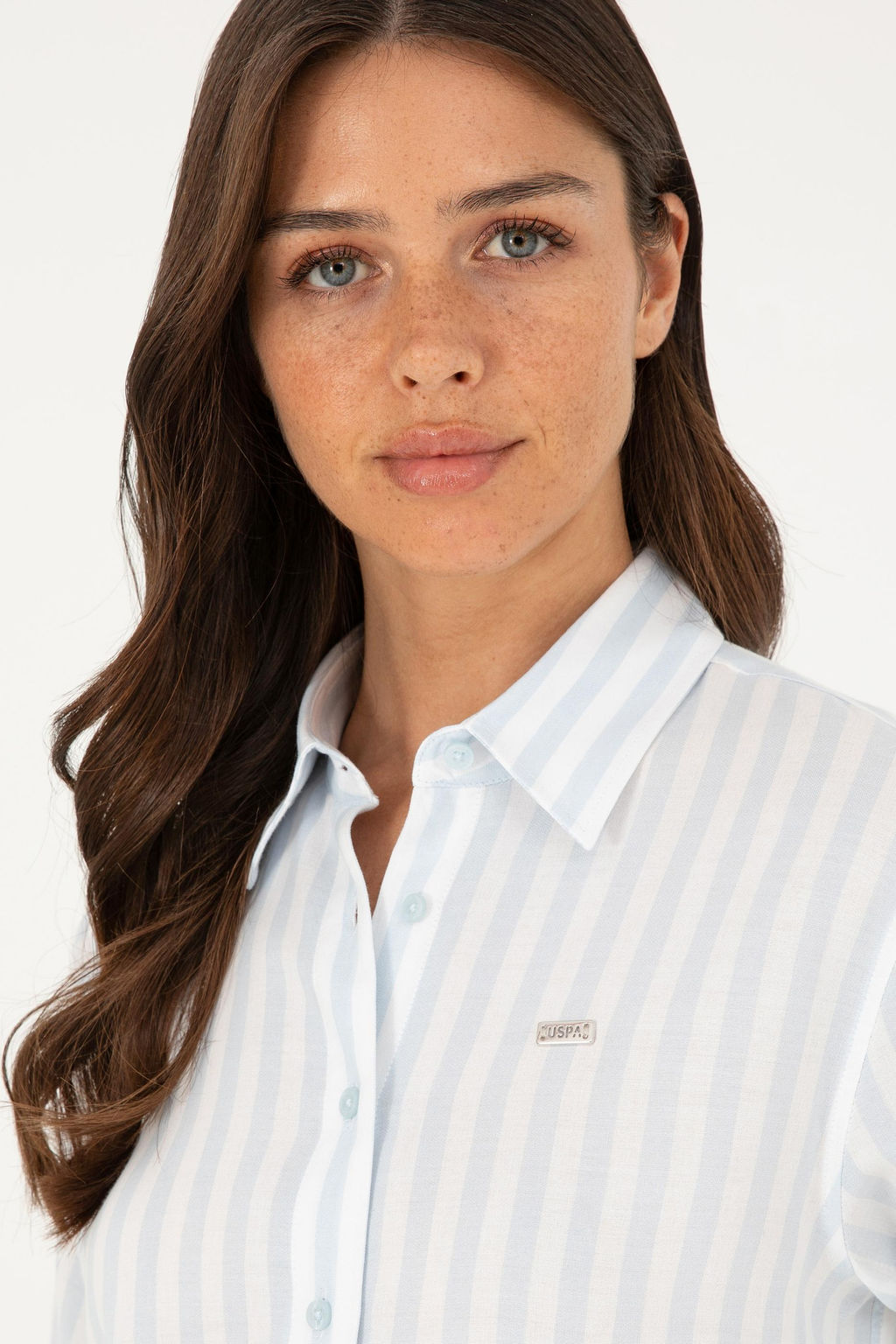 U. S. Polo Assn / Женская голубая рубашка с длинным рукавом - U.s. polo assn фото 2