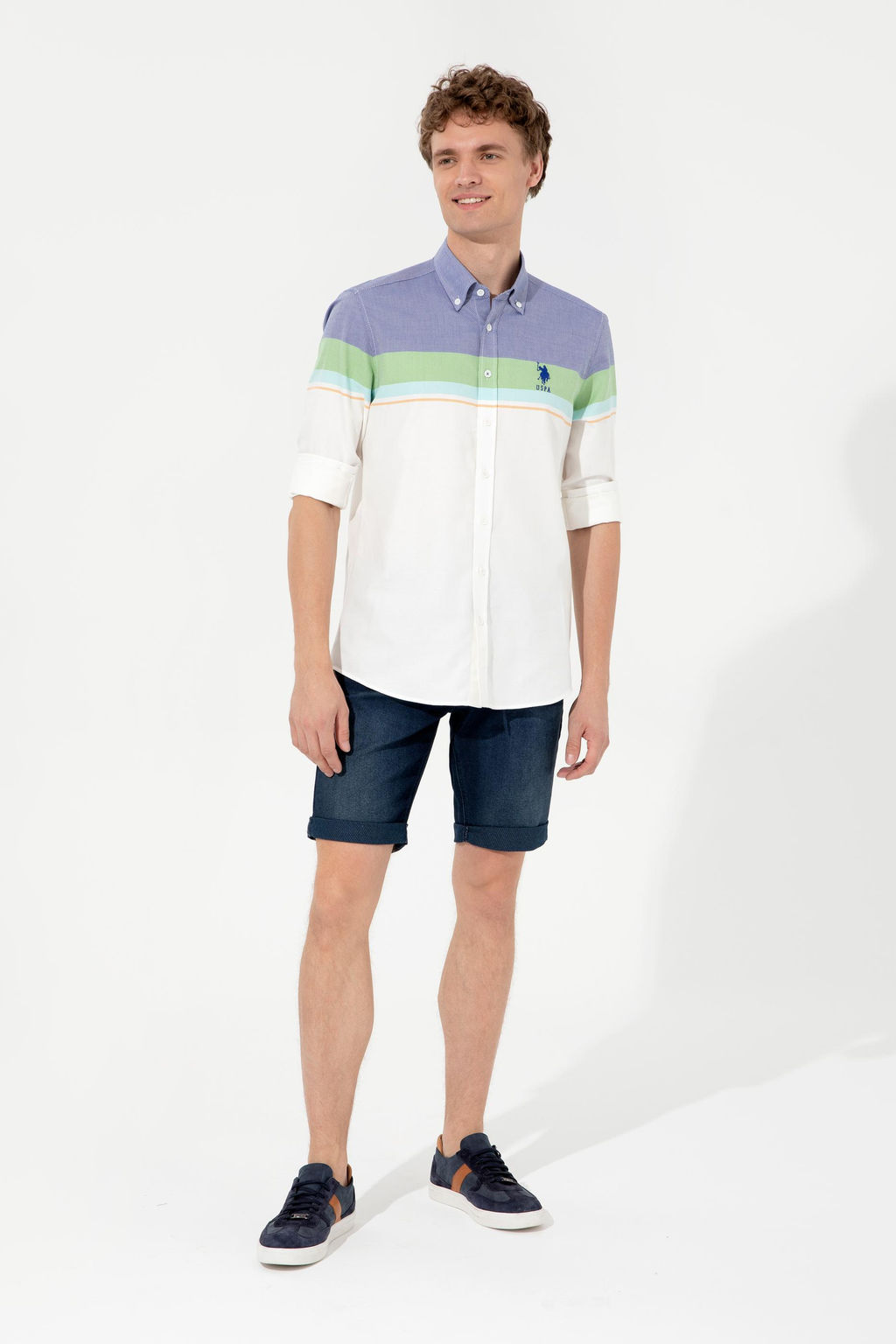 Мужская синяя рубашка с длинным рукавом - U.s. polo assn фото 4