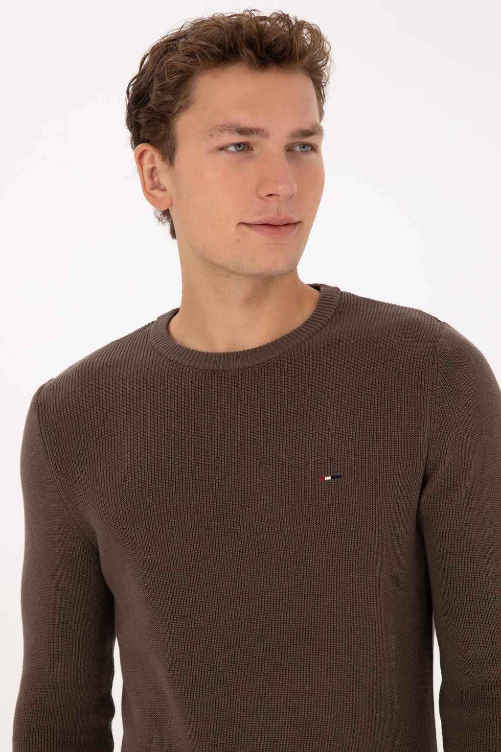 Erkek Slim Fit Bisiklet Yaka Vizon Basic Kazak - U.s. polo assn фото 2