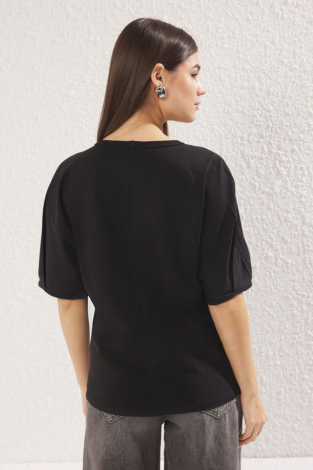 TRENDYOLMILLA Ac?k Sar? %100 Pamuk Balon Kol Oversize/Genis Kesim Orme T-Shirt TWOSS25TS00041  фото 10