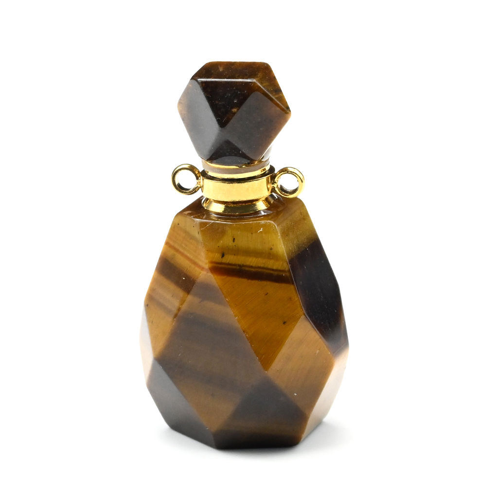 Парфюмерный флакон-кулон из тигрового глаза 20*14*36мм