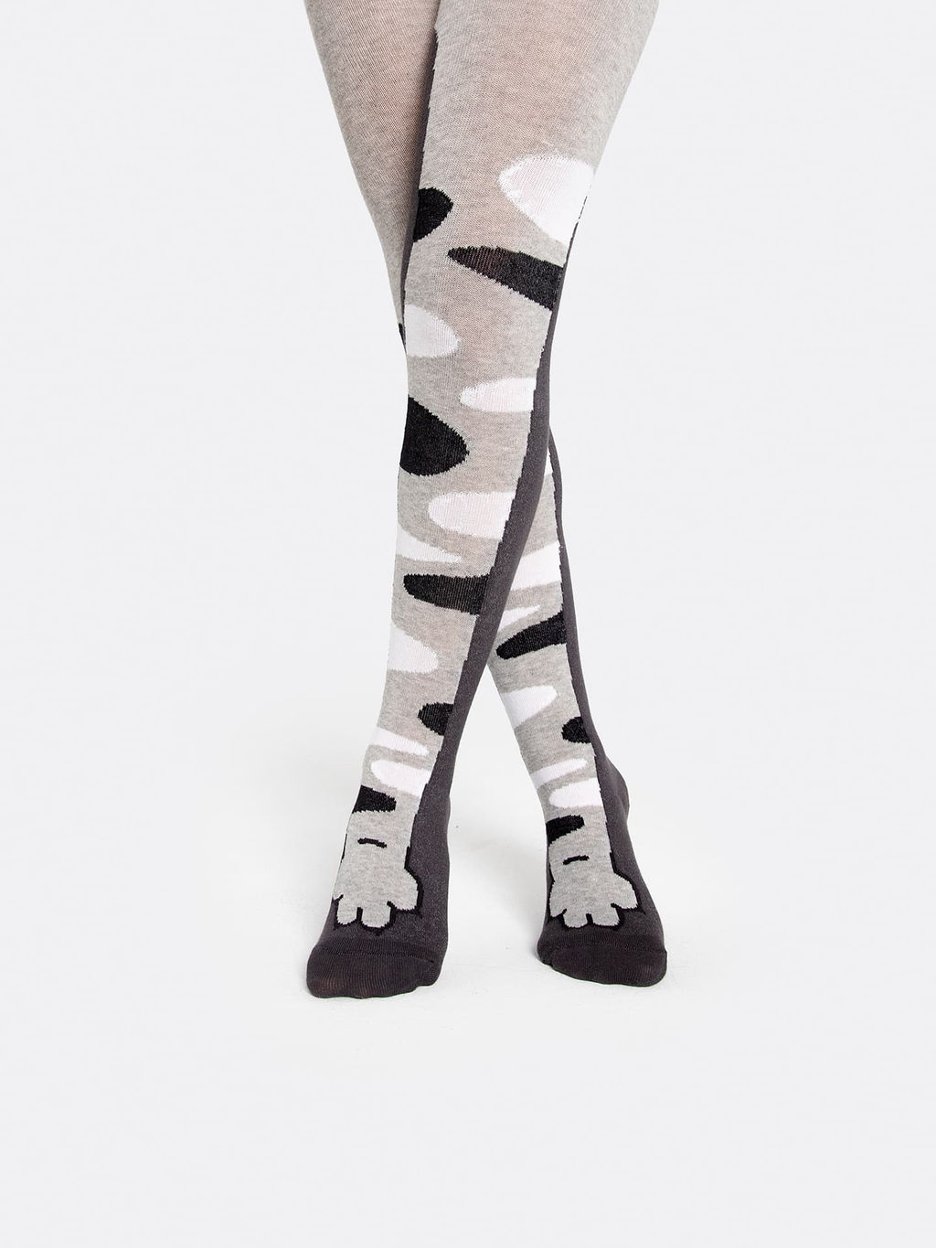 Цена за 3 пары! Колготки детские серые с рисунком в виде кошачьих лапок - Mark formelle фото 2