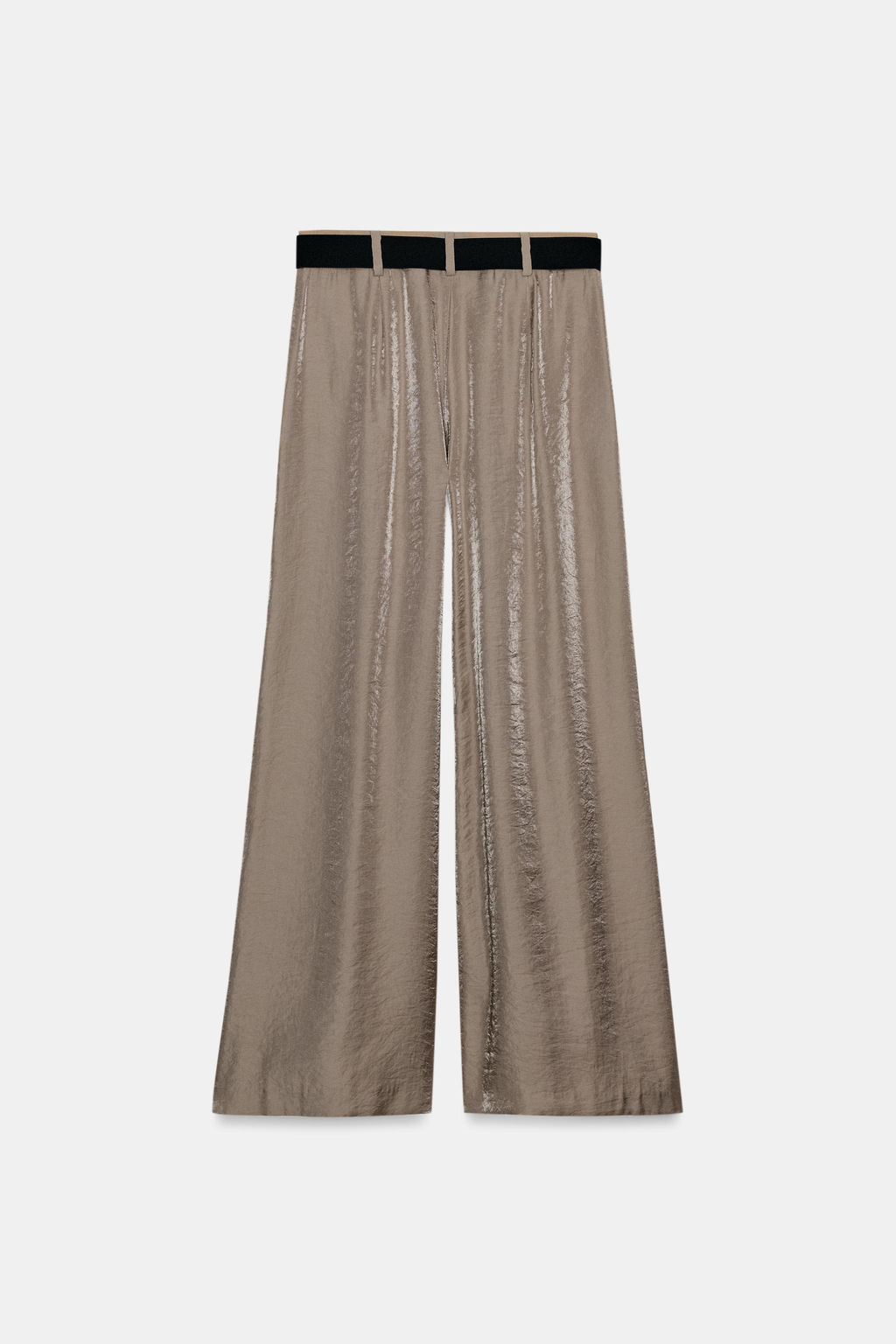 WIDE SATIN TROUSERS WITH BELT - Zara фото 8
