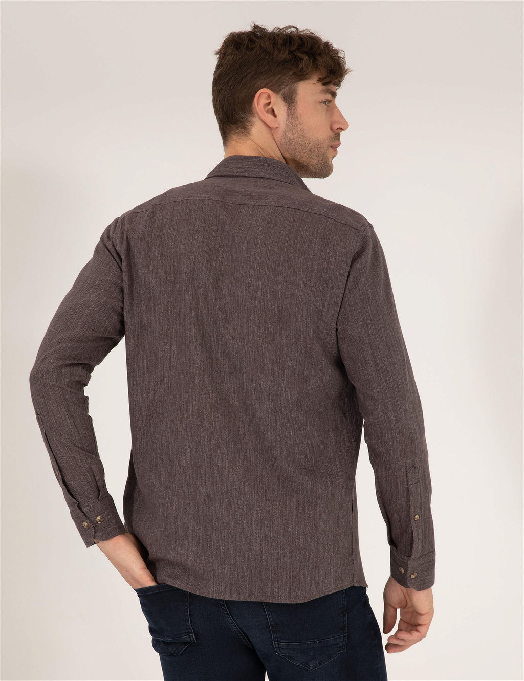 Kahverengi Slim Fit Uzun Kollu G_mlek - Pierre cardin фото 5