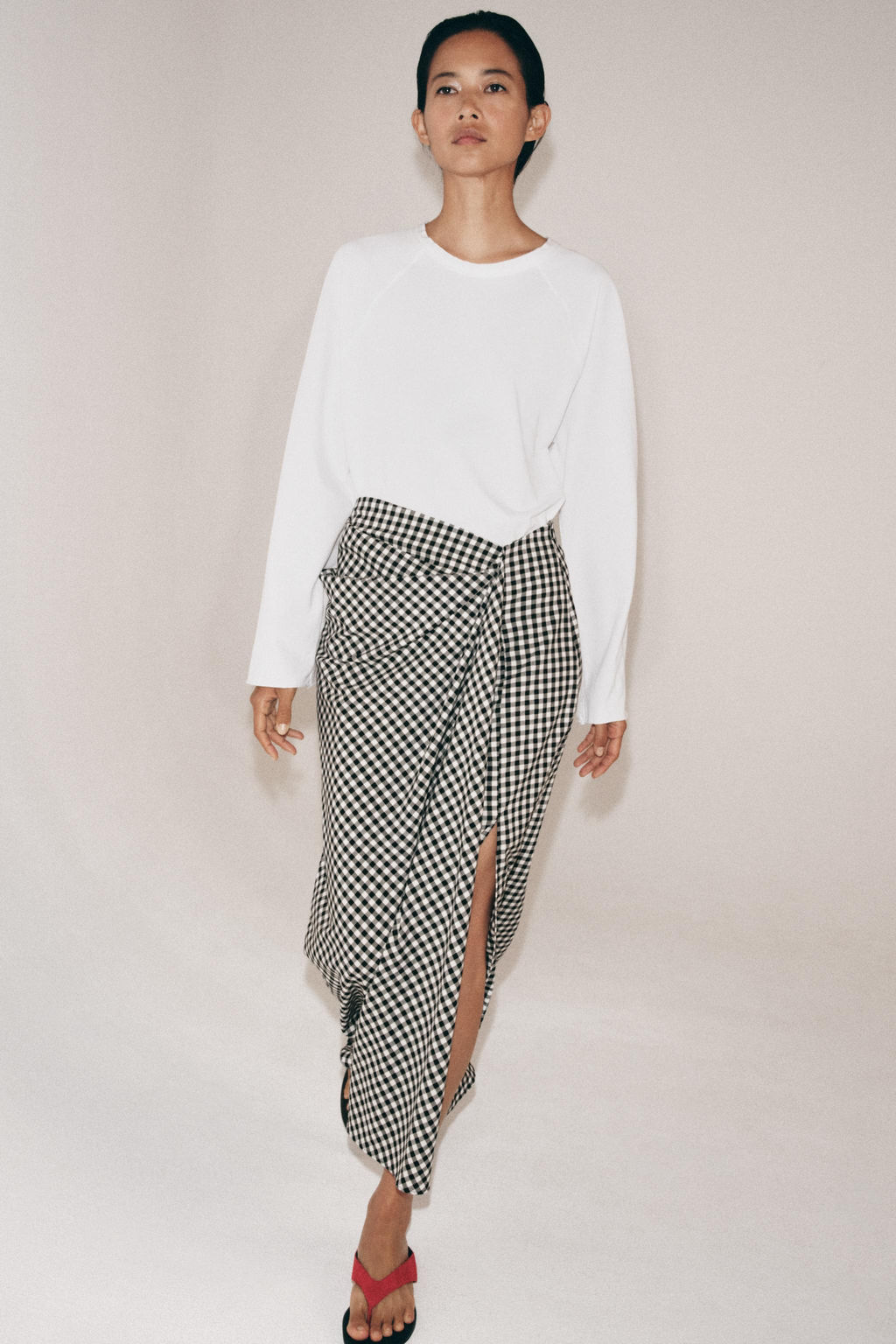 DRAPED GINGHAM SKIRT - Zara фото 13