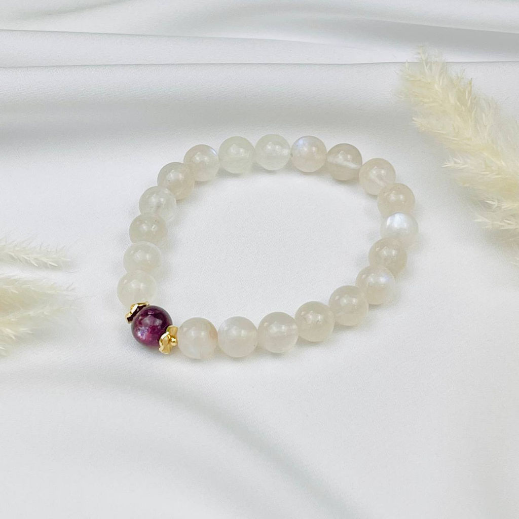 Браслет из Лунного камня и Лепидолита 18 см