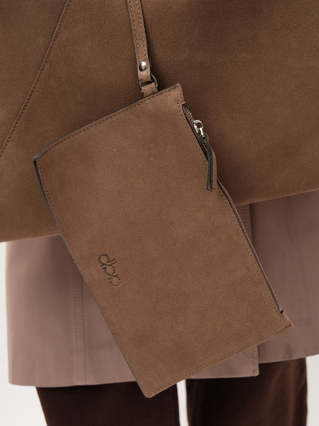 Замшевая сумка Luna DBR 31373 серо-коричневый  фото 6