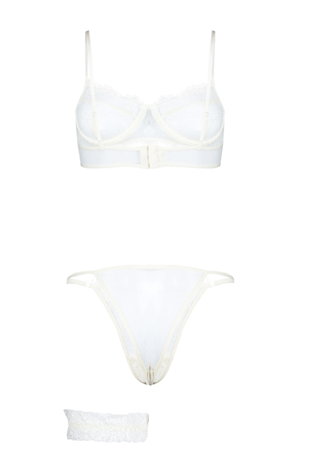 TRENDYOLMILLA Bride Beyaz Dantelli Bacak Bantl? Ip Ask?l? Kaps?z Orme Ic Camas?r? Tak?m? THMSS24CC00023  фото 9