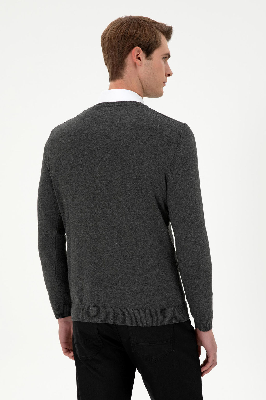 Мужской базовый свитер антрацитового меланжа - U.s. polo assn фото 5