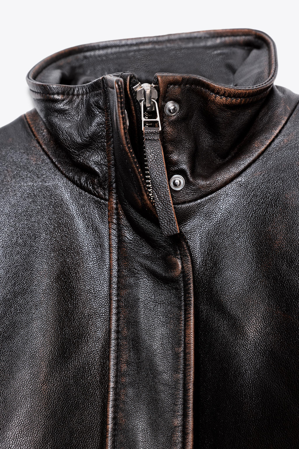 ZW COLLECTION LIMITED EDITION LEATHER BOMBER JACKET - Zara фото 7