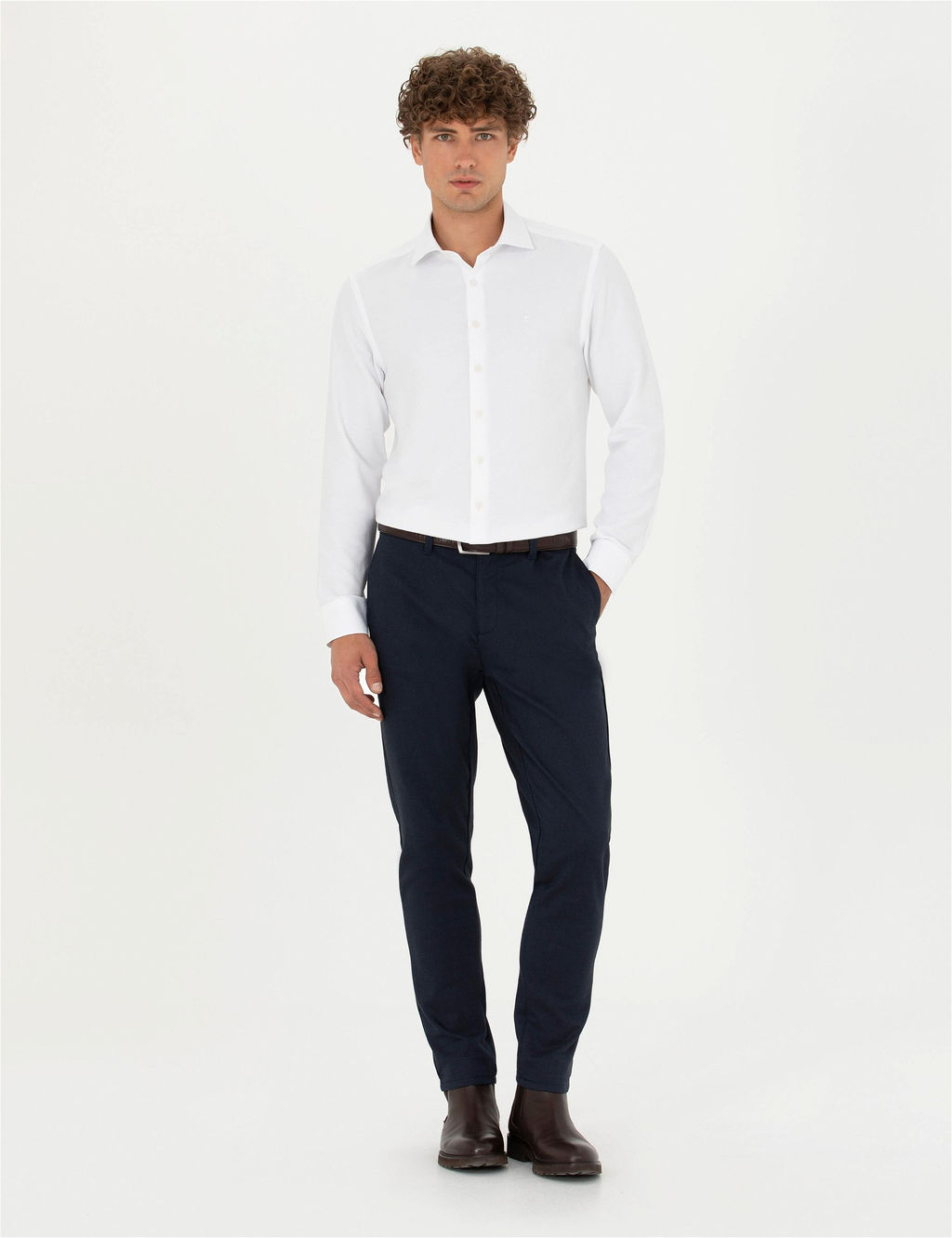 Beyaz Slim Fit Uzun Kollu G_mlek - Pierre cardin фото 4