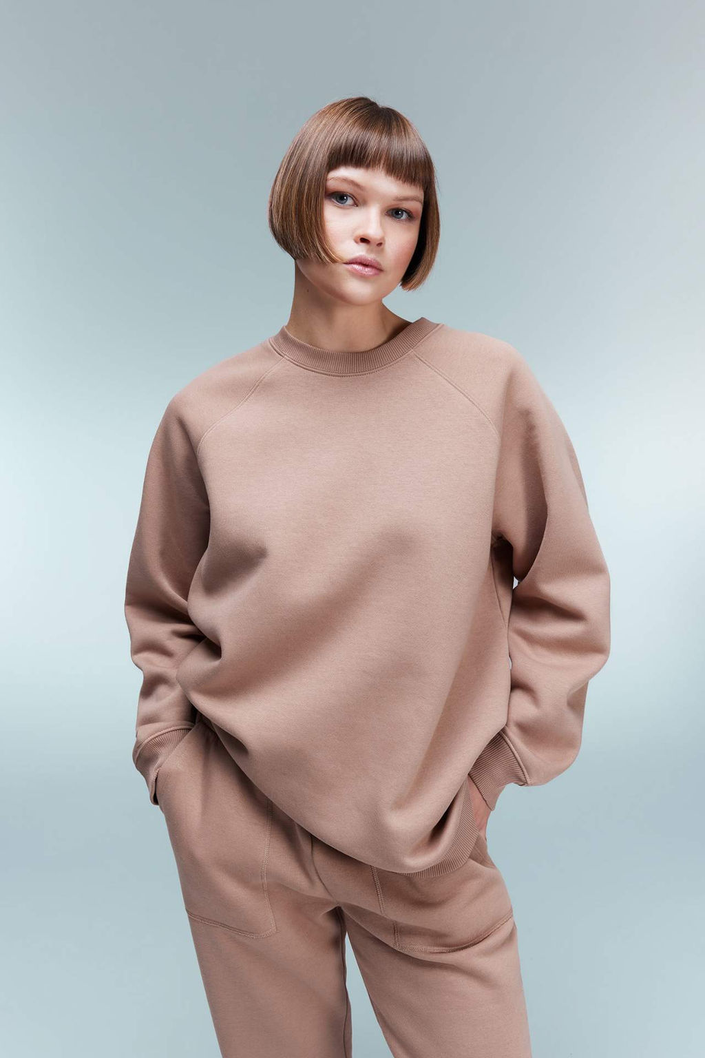 Oversize Genis Kal?p Bisiklet Yaka Kal?n Basic Duz Sweatshirt - Defacto фото 4