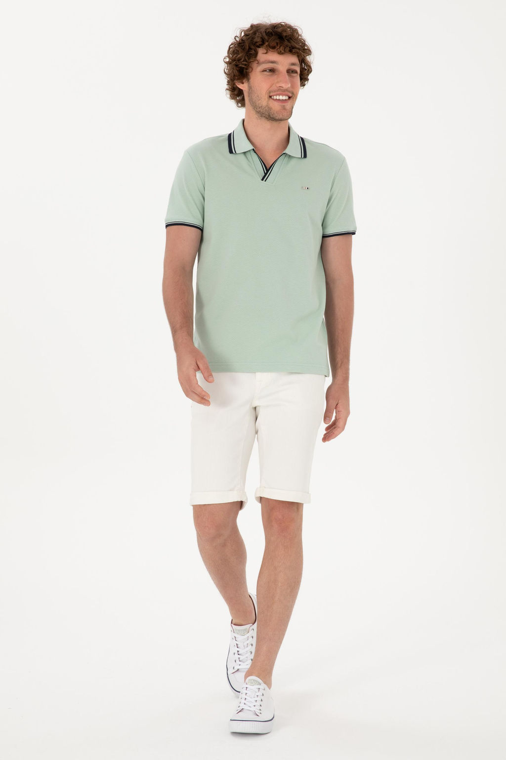Erkek Slim Fit Ka__k Yaka Su Ye_ili Ti__rt Sepette S_rpriz _ndirim - U.s. polo assn фото 4