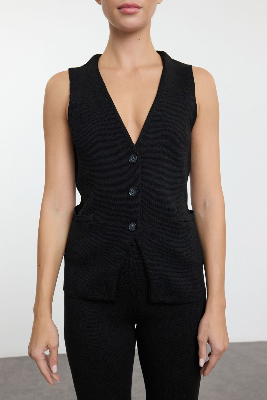 Siyah Premium Iplik/Ozel Iplik Triko Alt-Ust Tak?m TWOAW25AU00003 - Trendyolmilla фото 8