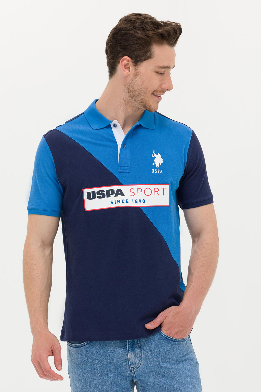 U. S. Polo Assn Мужская темно-синяя футболка с воротником-поло - U.s. polo assn фото 3