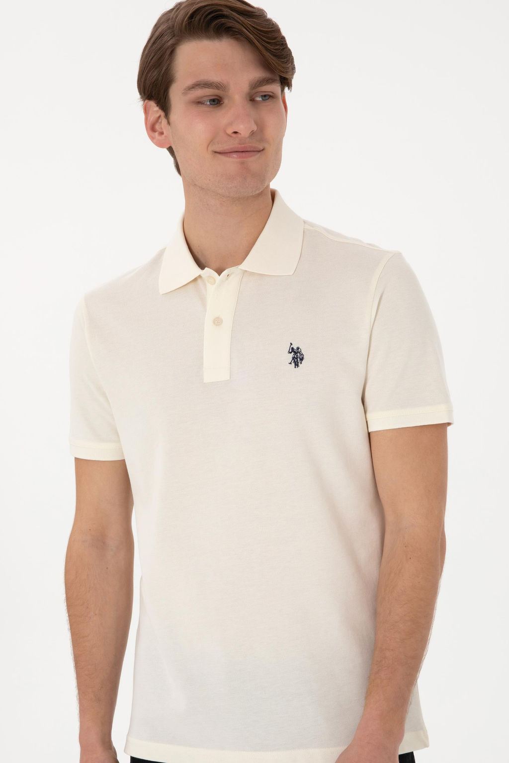 Erkek Slim Fit Polo Yaka Krem Basic Ti__rt - U.s. polo assn фото 3