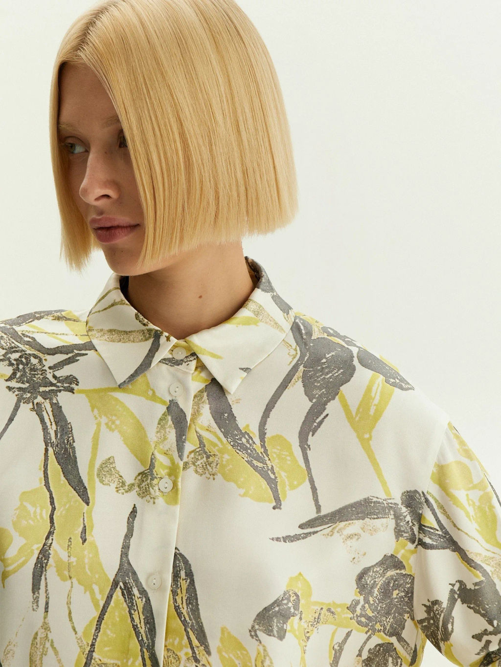 Рубашка с цветочным принтом из 100% вискозы, B3177/narcis - Emka фото 3