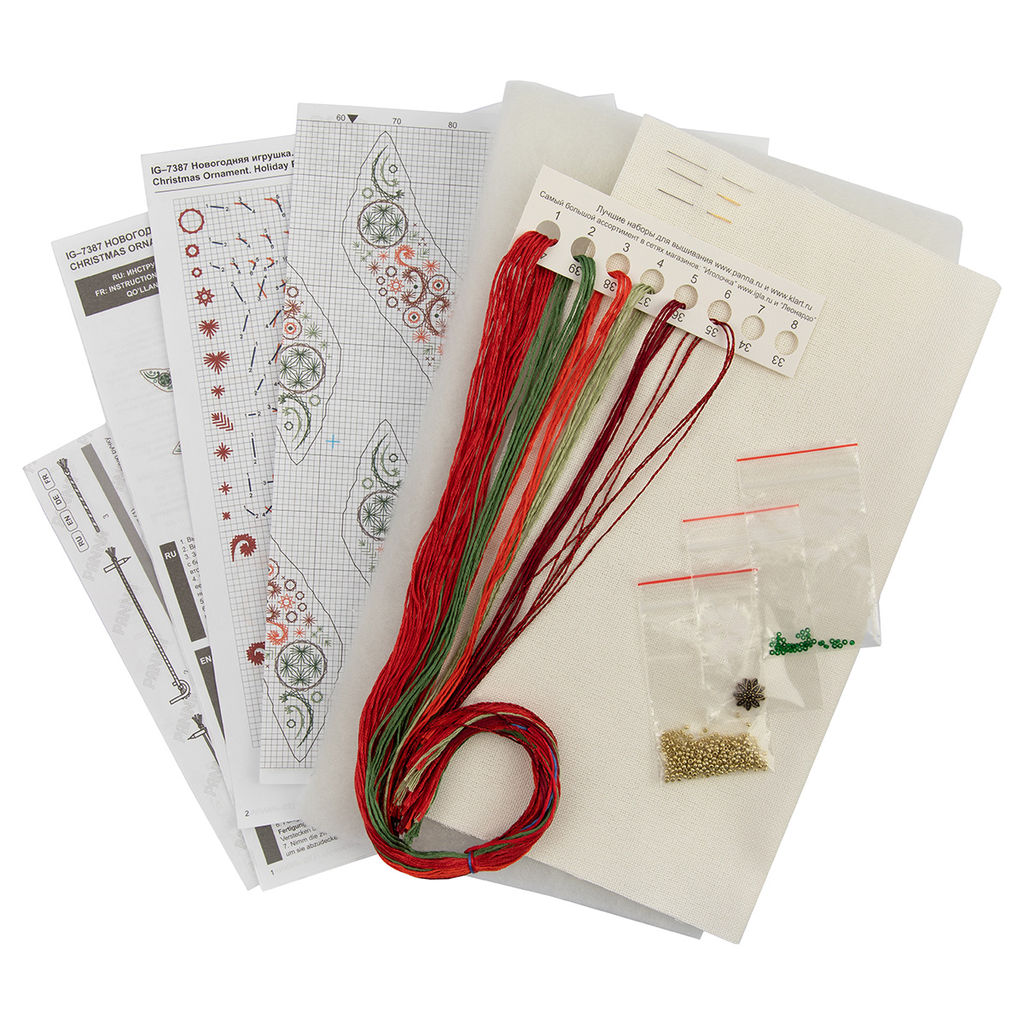 Набор для вышивания PANNA IG-7387 Новогодняя игрушка. Рождественские узоры 8.5 х 8.5 см