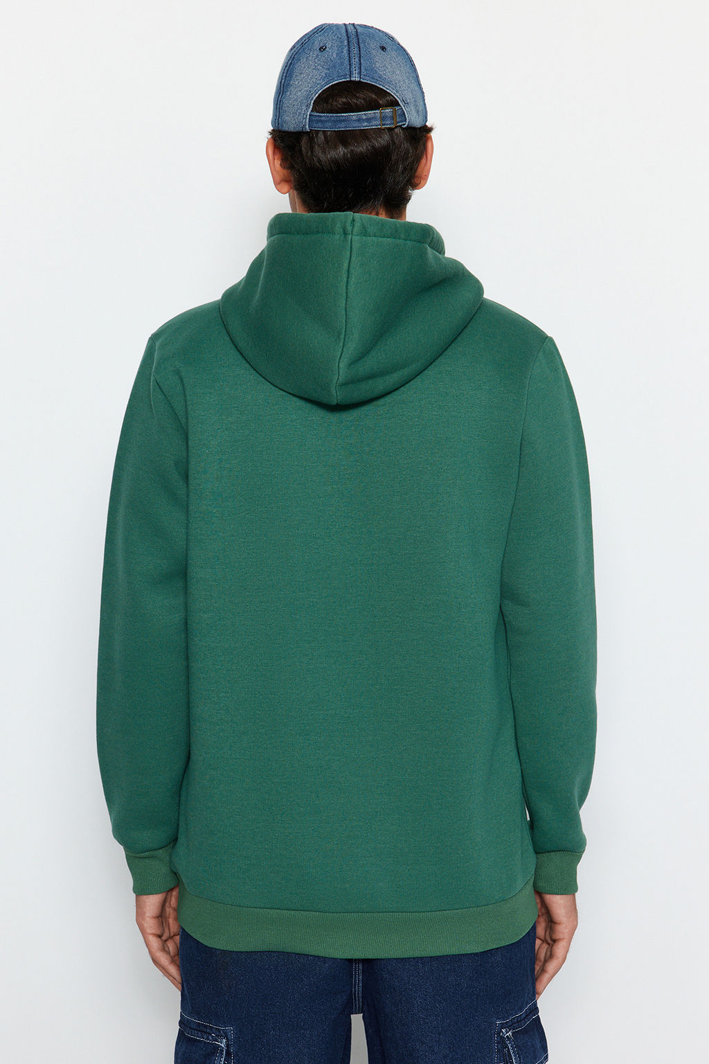 Yesil Regular/Normal Kesim Kapusonlu Ici Polar/S?cak Tutan Pamuk Sweatshirt TMNAW24SW00121 - Trendyolmilla фото 5