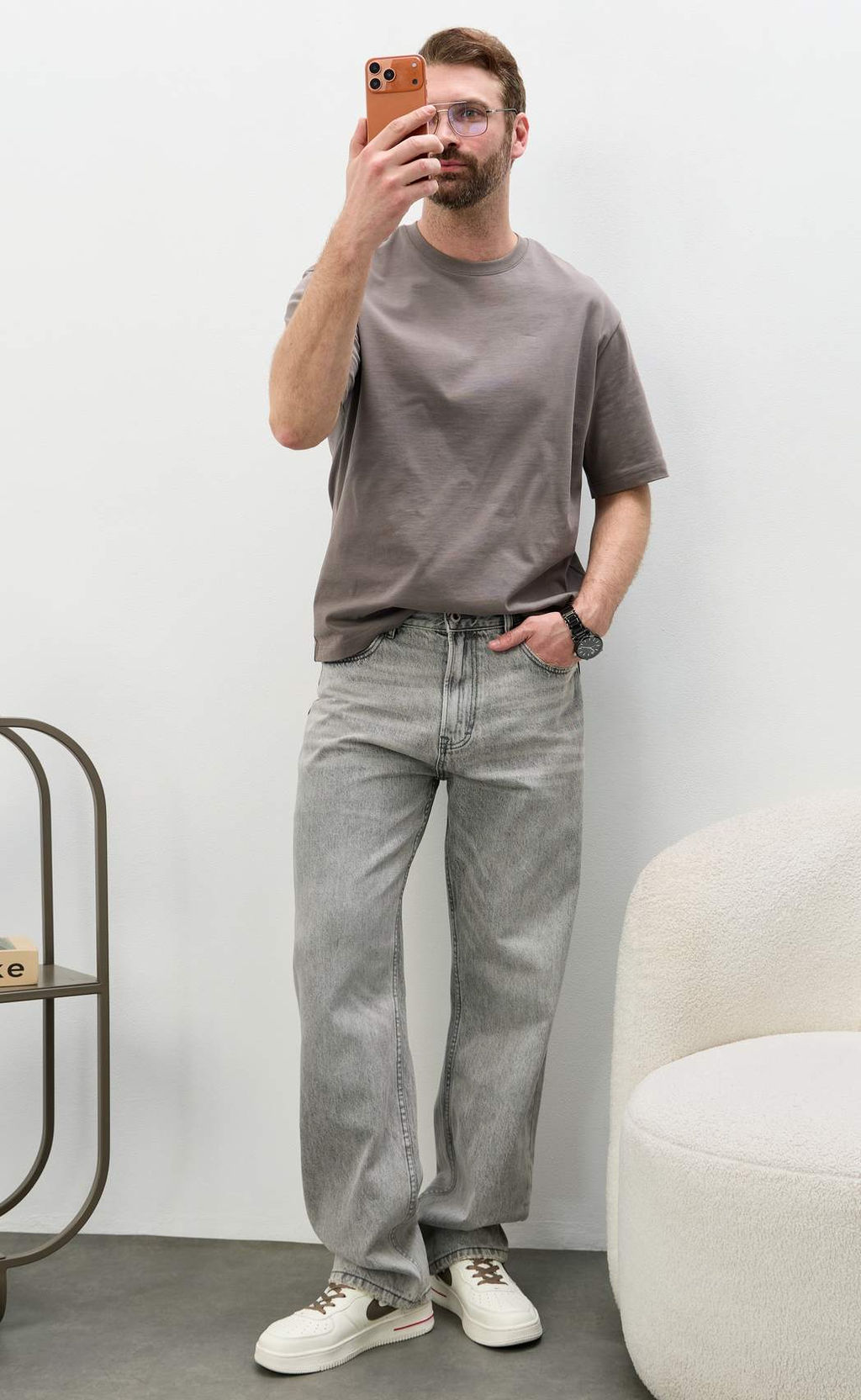 Джинсы Fine Joyce F611-0162R светло-серый хлопок  фото 6