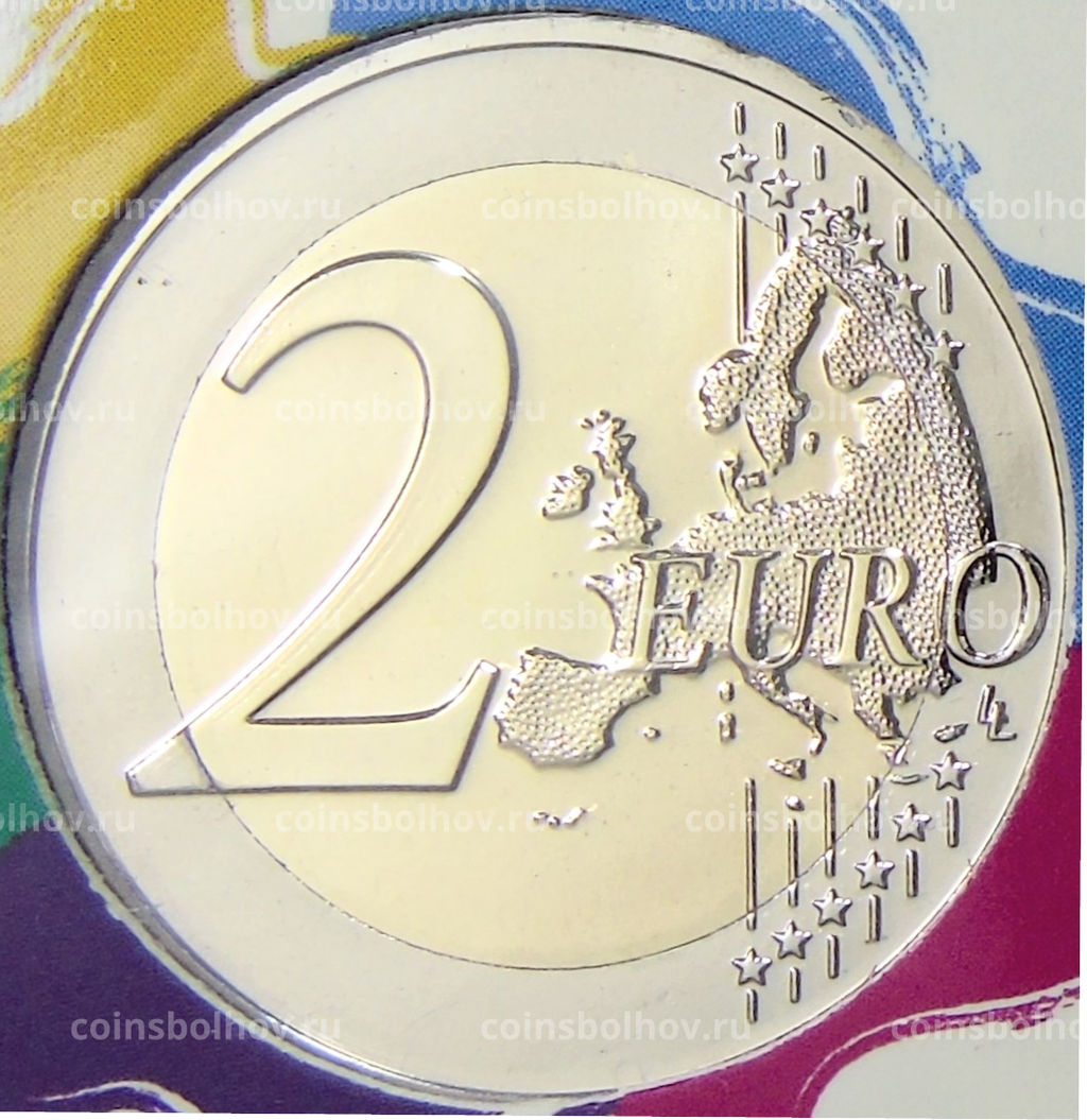 Монета 2 евро 2024 года Бельгия Борьба с раком в Бельгии(текст на лицевой стороне блистера немецком и французском)