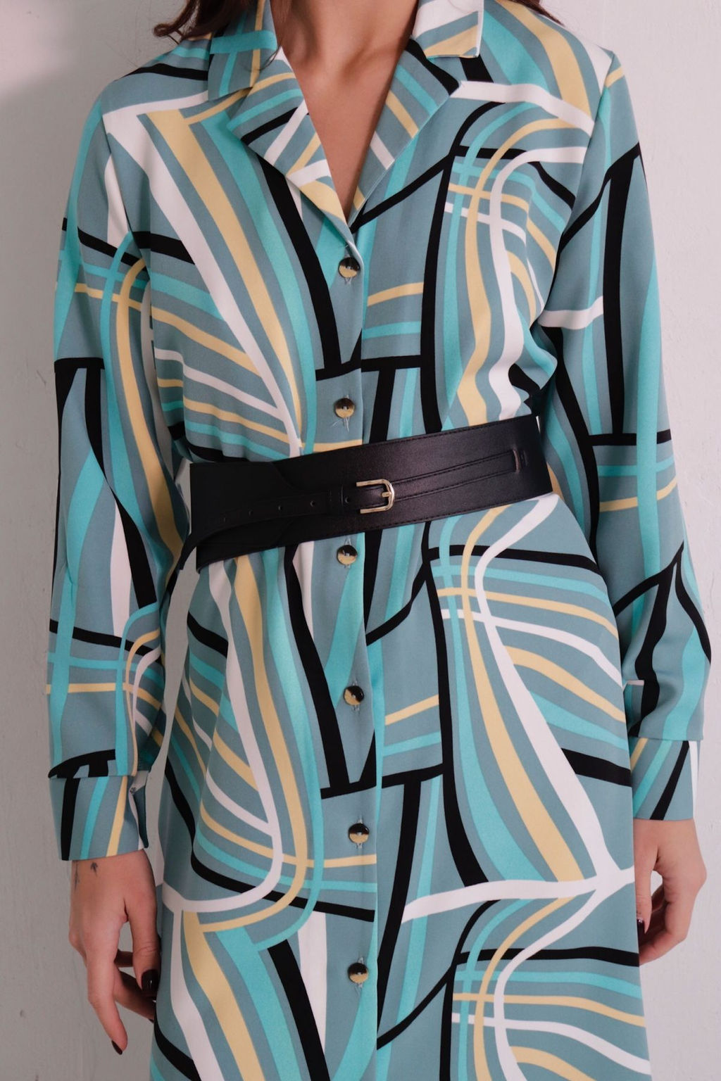 Платье-рубашка с английским воротником принт - Martichelli фото 372