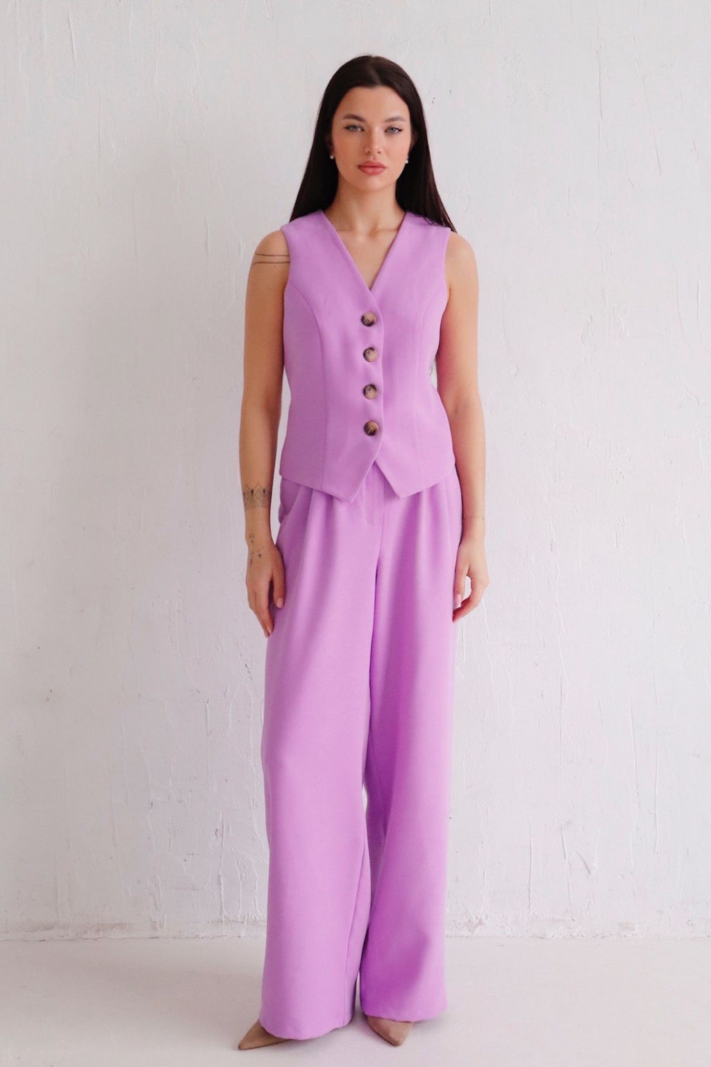12442 Костюм брючный с жилетом сиреневый - Martichelli фото 2