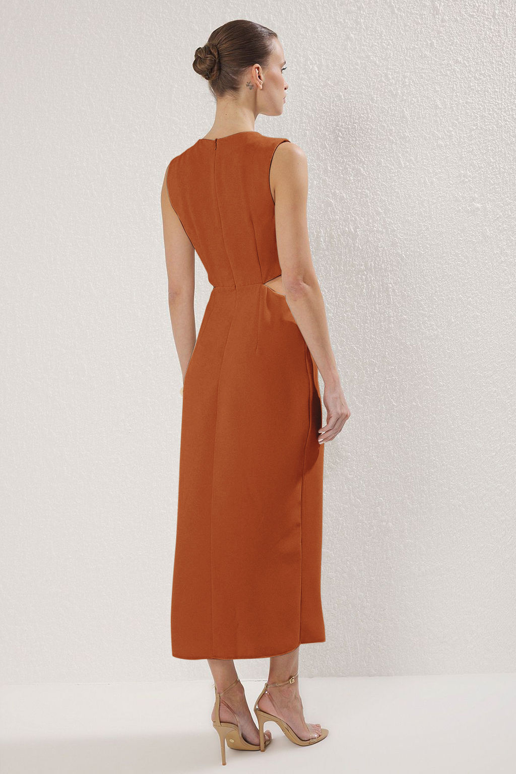 TRENDYOLMILLA Yag Yesili A Kesim Cut Out ve Aksesuar Detayl? Maxi Dokuma Krep Elbise TWOSS25EL00017 фото 43