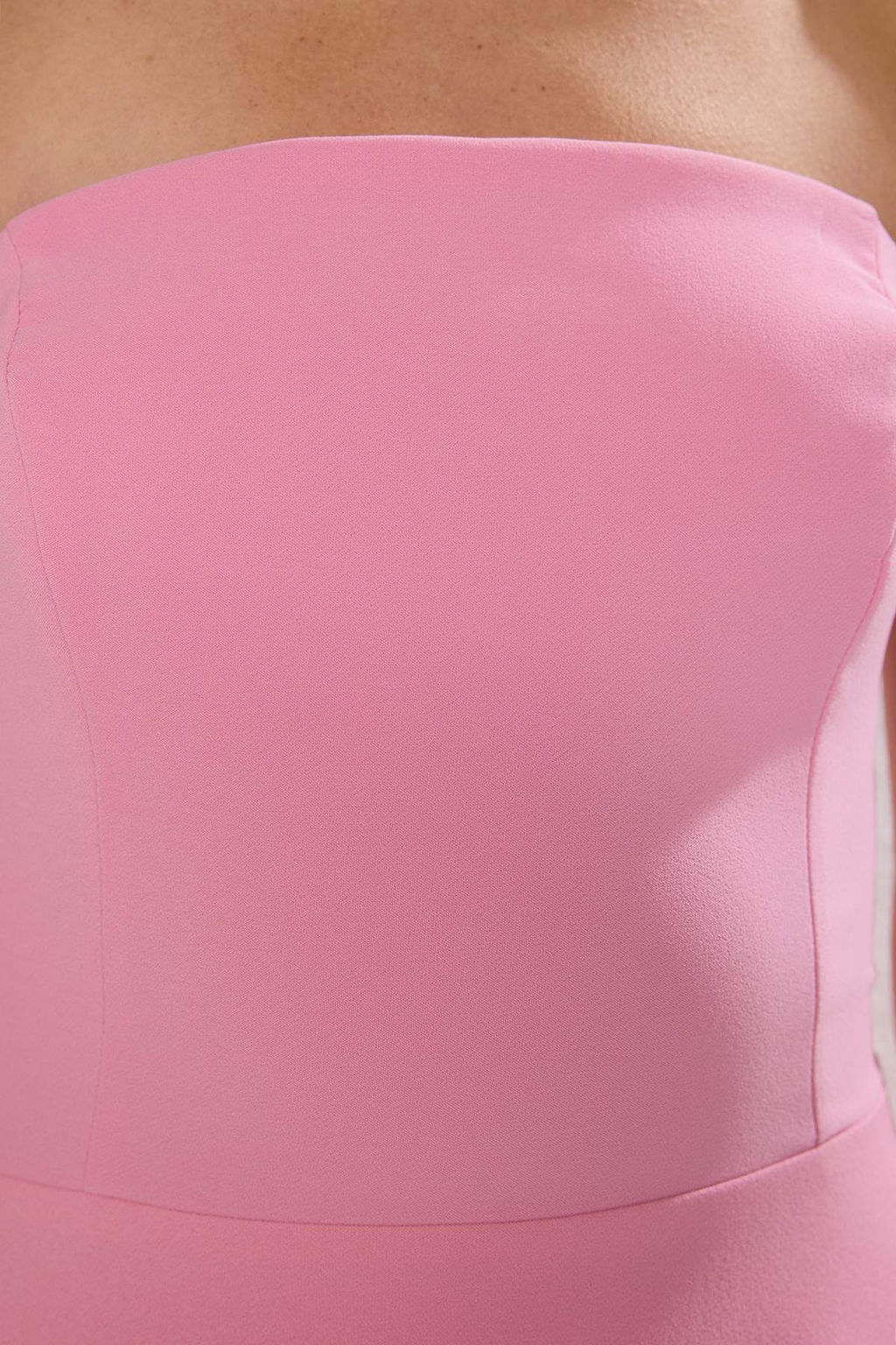 Pembe A-Kesim Straplez Dokuma S?k Abiye Gece Mezuniyet Elbisesi TPRSS24EL00139