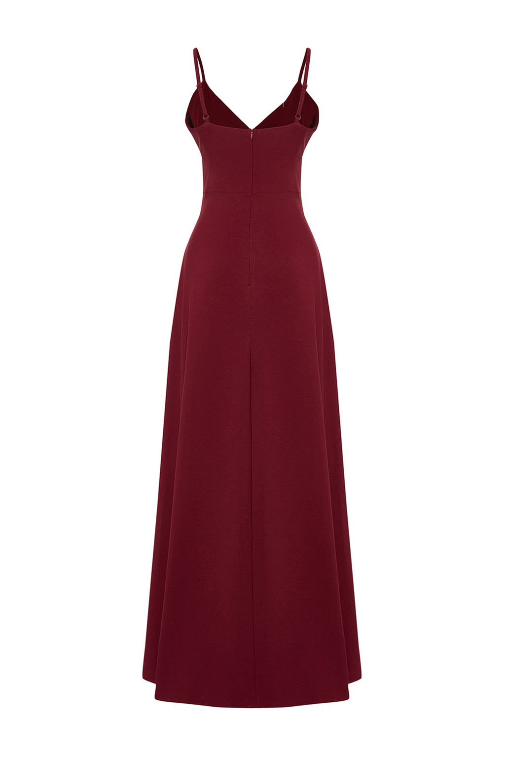 TRENDYOLMILLA Bordo Y?rtmac Detayl? Dokuma Uzun S?k Abiye Elbise TPRSS24AE00121 фото 8