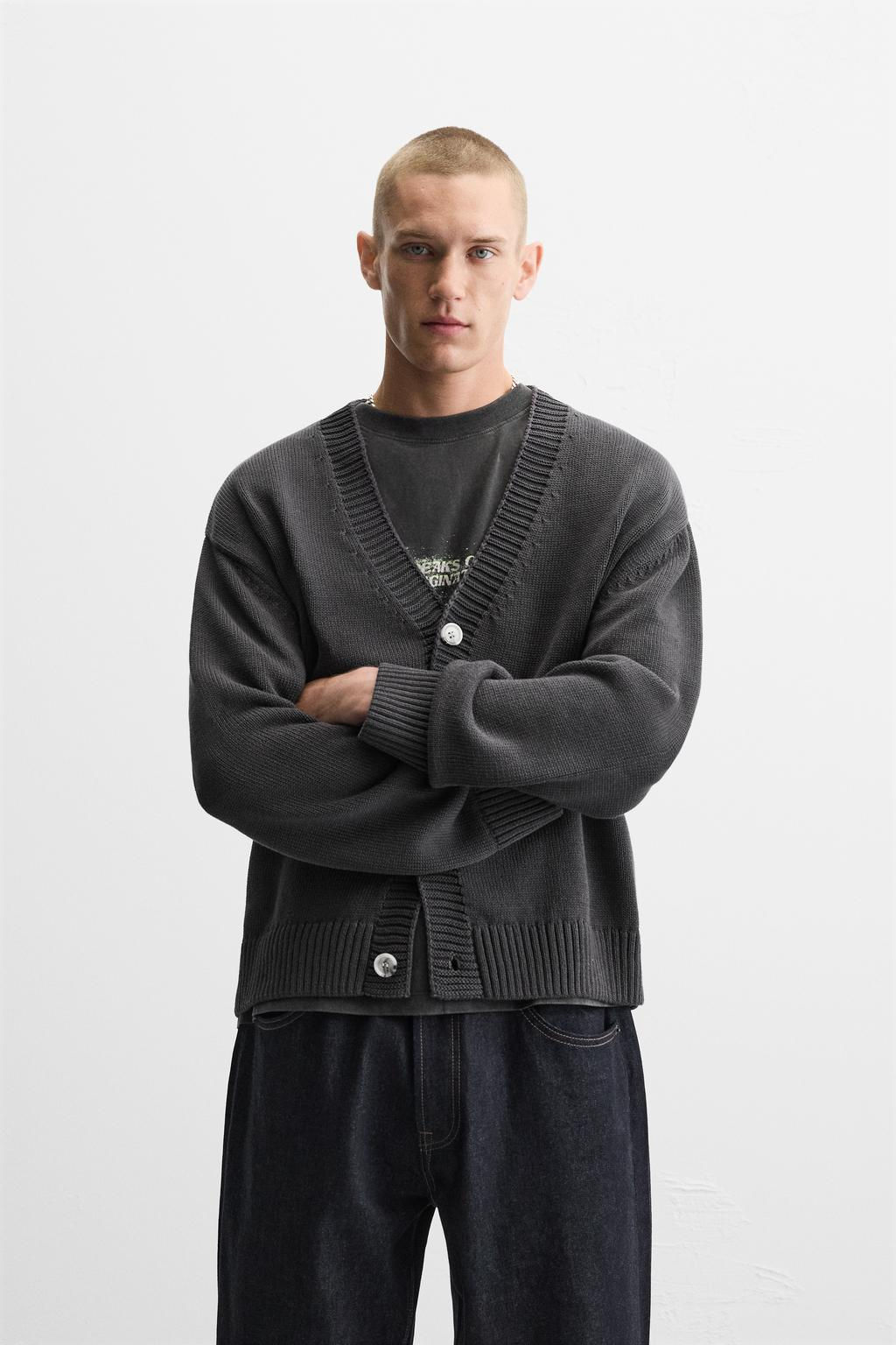 TEXTURED COTTON CARDIGAN - Zara фото 19