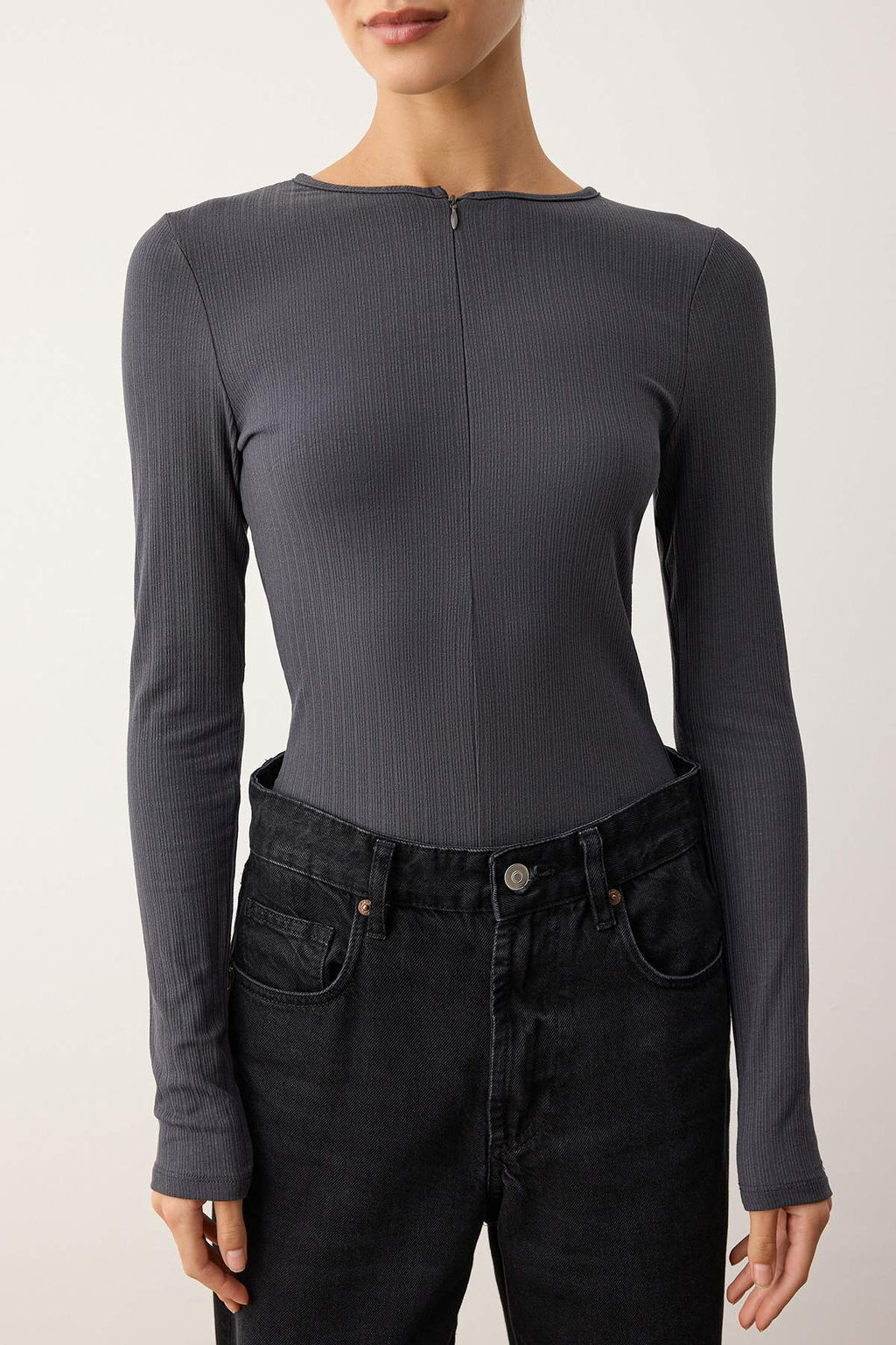 Ekru Fermuarl? fitted/Vucuda Oturan C?tc?tl? Esnek Orme Body TWOAW26BD00012 - Trendyolmilla фото 8