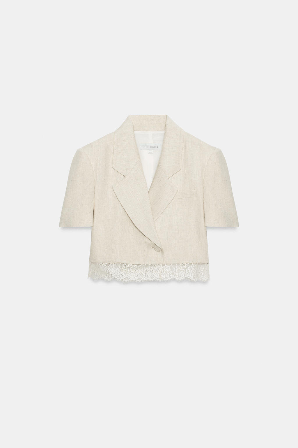 BLAZER CORTA ENCAJE / Beige claro - Zara фото 3