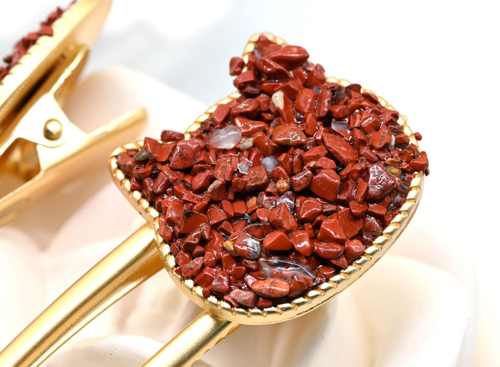 Заколка зажим Котик с натуральным моховым агатом 7*2,8*1,8см - Радуга камня фото 4