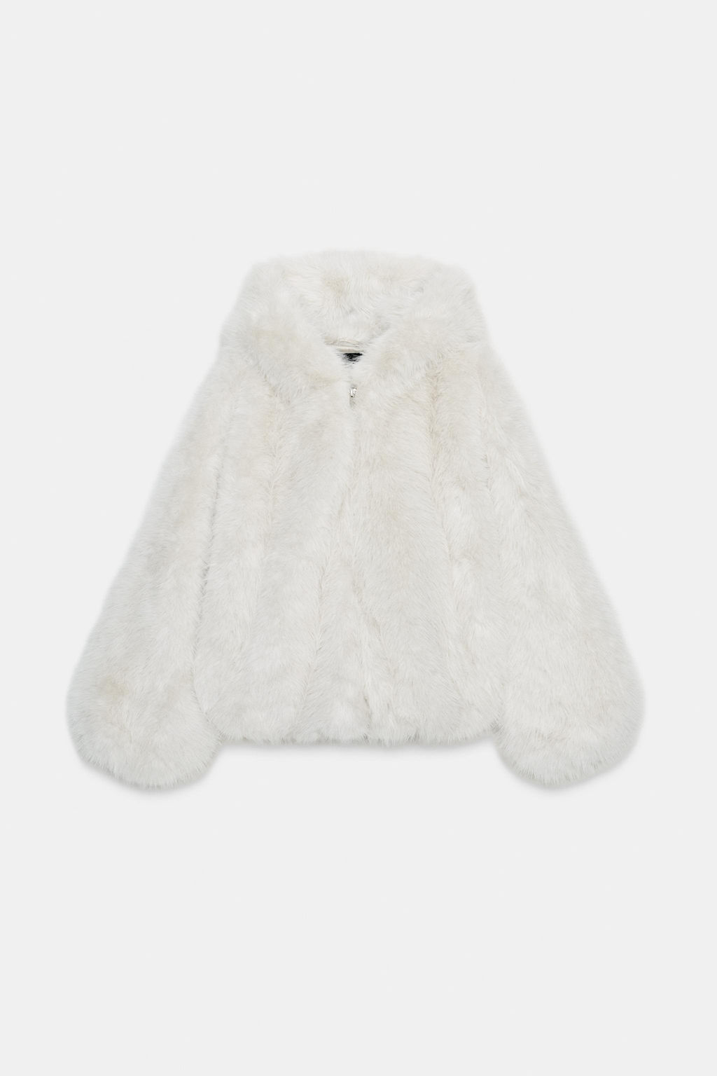 SHORT FAUX FUR COAT WITH HOODIE - Zara фото 3