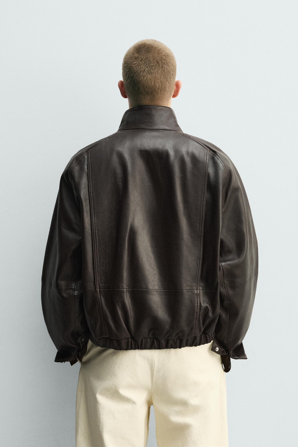 CAZADORA BOMBER PIEL / Chocolate - Zara фото 3