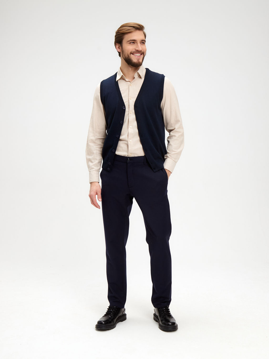 Жилет мужской на пуговицах CASINO c126-т.синий - Greg фото 6