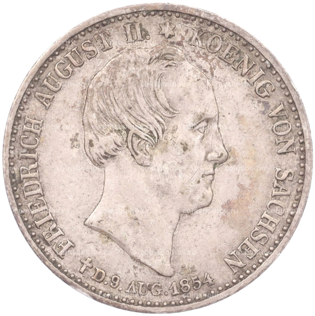 1/3 талера 1854 года Саксония Смерть Короля Фридриха Августа II